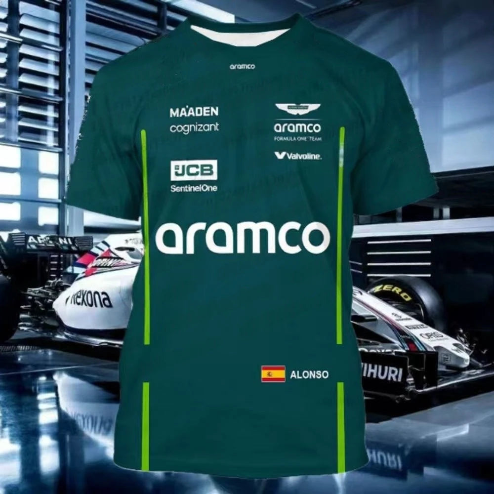 Aston Martin T-shirt Quick-drying Motorcycle T-shirt Spanish Racer Fernando Alonso 14 T-Shirt Kit Fans Lance Stroll 18 Jersey