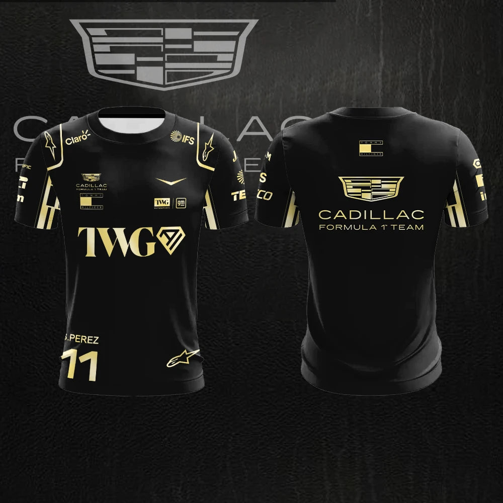 Cadillac Racing Team Checo Perez 11 Fans Outdoor Extreme Sports Fast Drying Breathable Round Neck T-shirt Oversized Short Sleeve