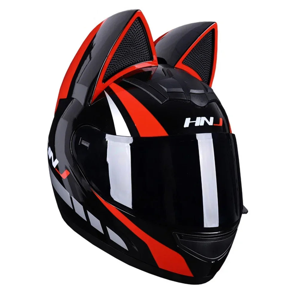 Cat Ear Motorcycle Helmet Full Face Detachable DOT Certification Safety Moto Helmet For Women Men Breathable Gift For Girlfriend