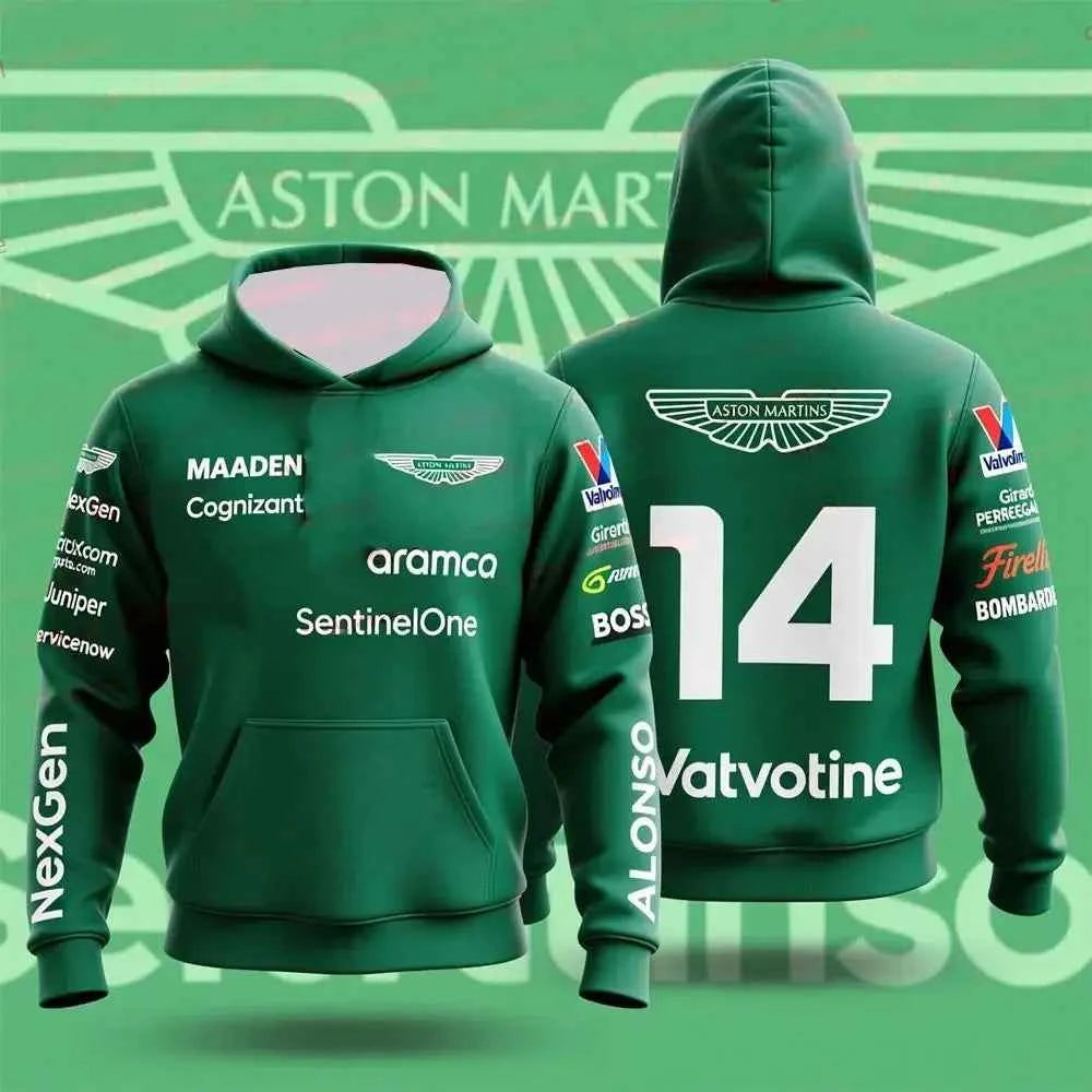 Aston Martin Fernando Alonso 14 Long Sleeve Hoodie – Quick Drying, Breathable Racing Gear