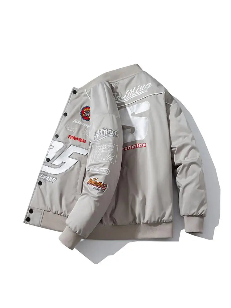 Autumn Winter Varsity Jacket Men Letter Embroidery Motorcycle Jacket Women Fashion Hooded Parkas American Baseball Coat Button