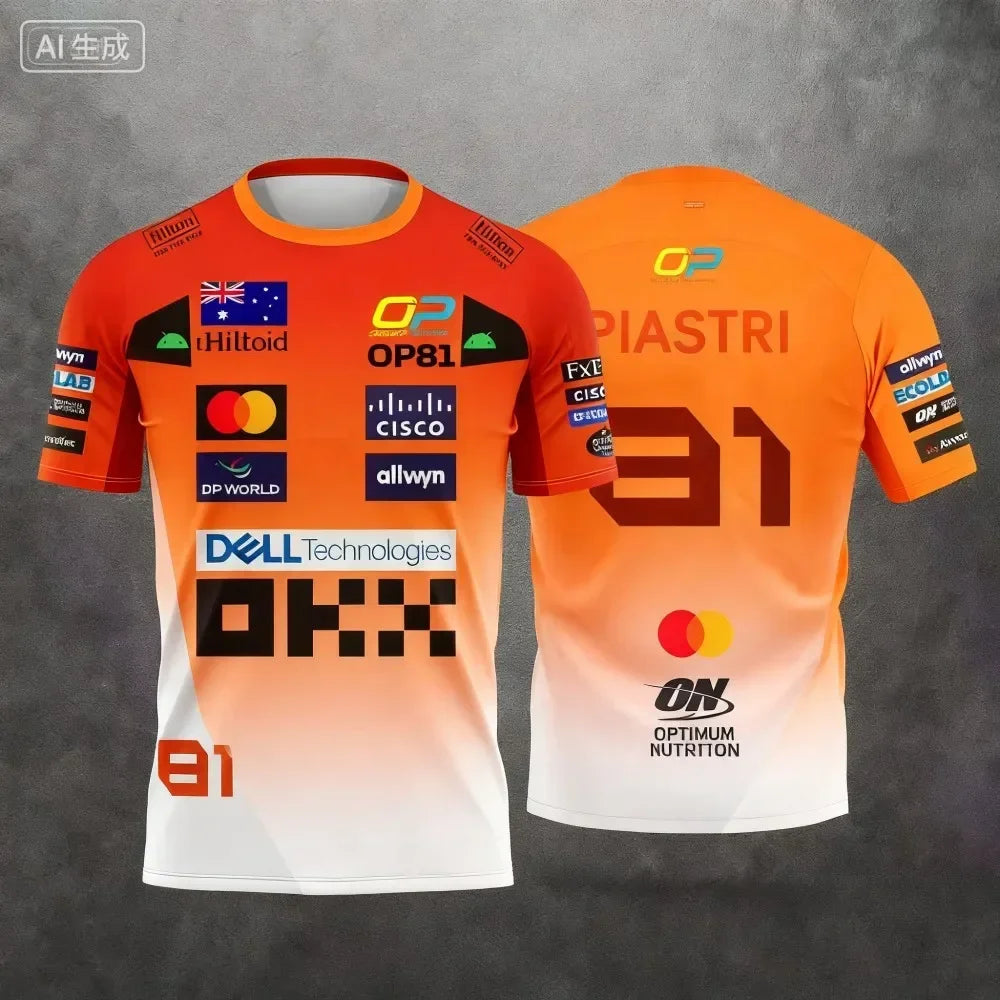 Lando Norris No. 4 nueva camiseta de estilo Racing 2025, ropa de carreras de deportes extremos, ropa deportiva transpirable