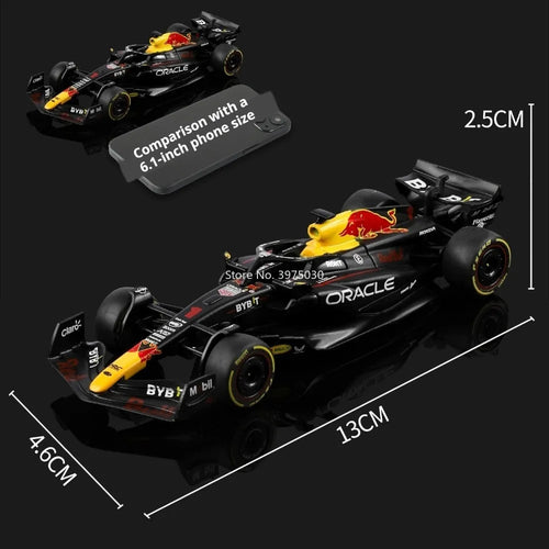 1:43 Model Car Toy F1 Oracle Red Bull Racing RB19 Verstappen Exquisite Floral Painting Slide Forward Miniature Cars Kids Toys