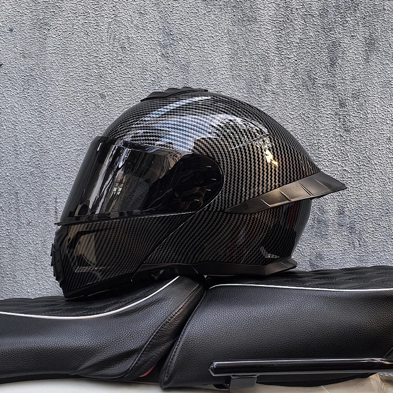 ORZ-B08A Full Face Motorcycle Helmet Glossy Mecha Pattern Racing Helmet Italian Style DOT Certified Safety Helmet with Tinted Vi