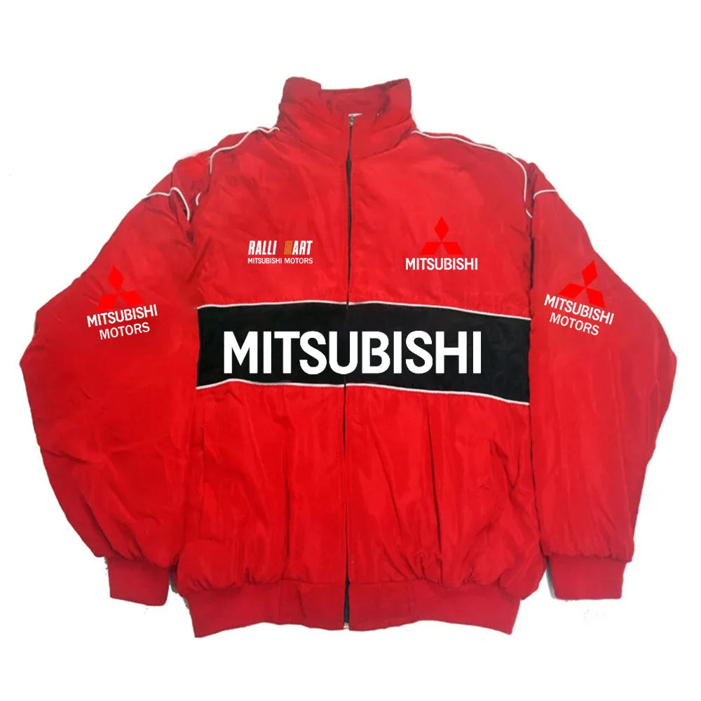 2026 Autumn/Winter Mitsubishi Rally Men's Stand Collar Zipper Jacket Vintage Youth Trendy Motorcycle Baseball Uniform