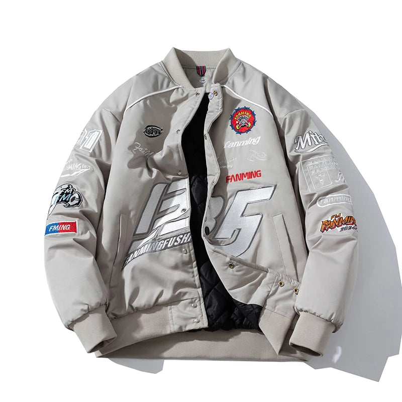 Autumn Winter Varsity Jacket Men Letter Embroidery Motorcycle Jacket Women Fashion Hooded Parkas American Baseball Coat Button