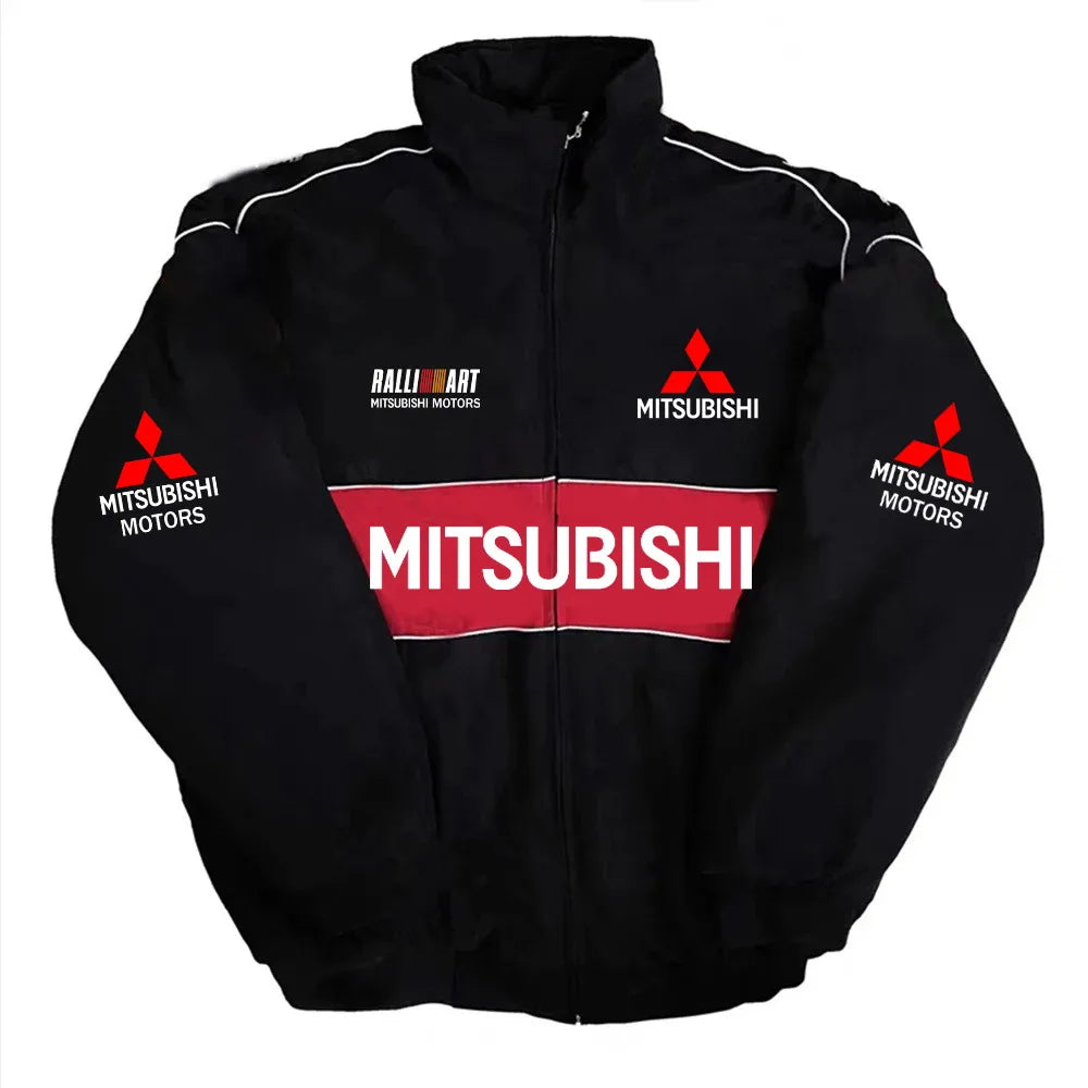 2026 Autumn/Winter Mitsubishi Rally Men's Stand Collar Zipper Jacket Vintage Youth Trendy Motorcycle Baseball Uniform
