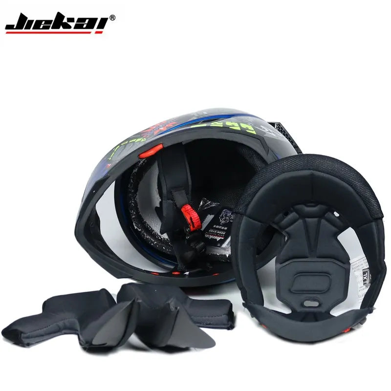 Full face helmet motorcycle riding helmet safety double lens Racing helmet Individuality braids horns