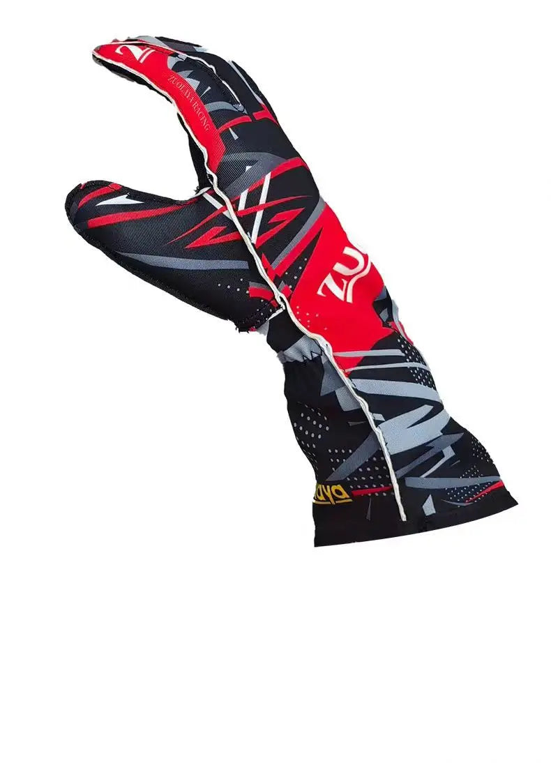 Kart long racing gloves with anti slip lightweight, full palm silicone wear-resistant  can be patterned on the outer seam logo