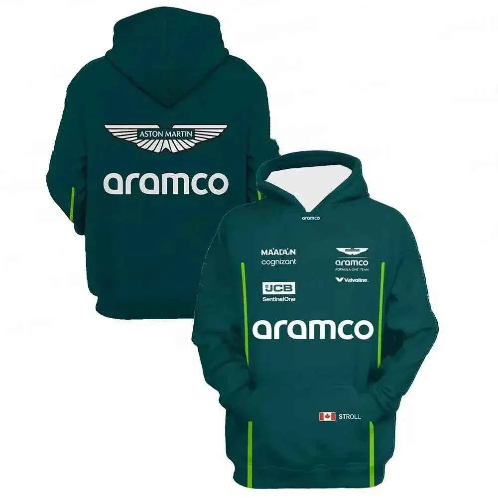 Aston Martin 2026 Sweatshirt - Fernando Alonso 14 & Lance Stroll 18 Motorcycle Hoodie for Racing Fans