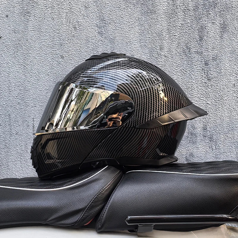 ORZ-B08A Full Face Motorcycle Helmet Glossy Mecha Pattern Racing Helmet Italian Style DOT Certified Safety Helmet with Tinted Vi