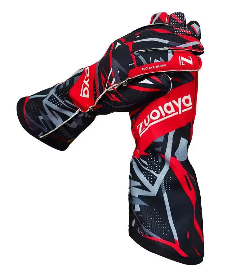 Kart long racing gloves with anti slip lightweight, full palm silicone wear-resistant  can be patterned on the outer seam logo