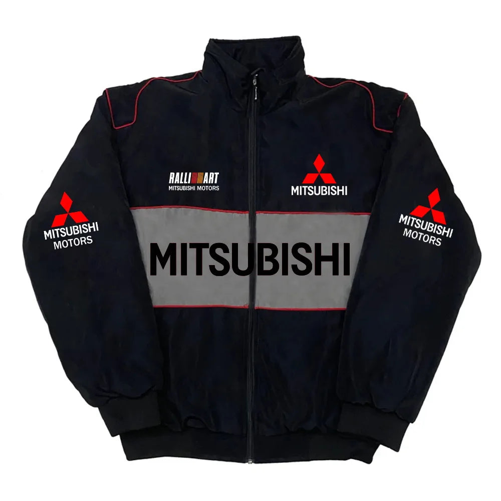 2026 Autumn/Winter Mitsubishi Rally Men's Stand Collar Zipper Jacket Vintage Youth Trendy Motorcycle Baseball Uniform