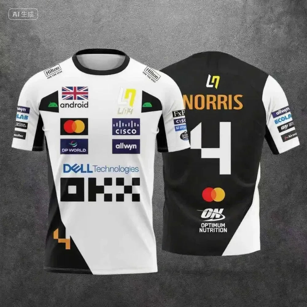 Lando Norris No. 4 nueva camiseta de estilo Racing 2025, ropa de carreras de deportes extremos, ropa deportiva transpirable
