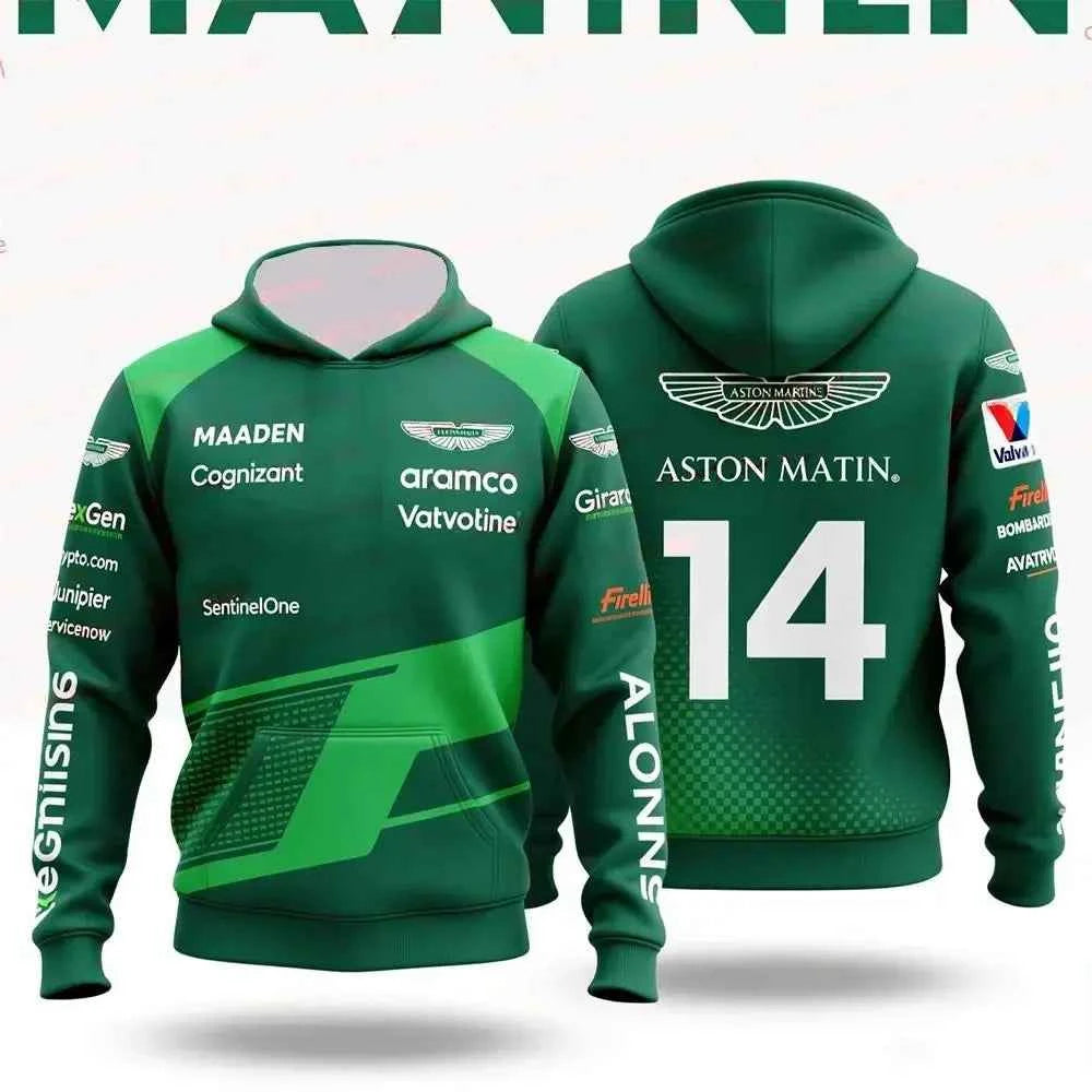 Aston Martin Fernando Alonso 14 Long Sleeve Hoodie – Quick Drying, Breathable Racing Gear