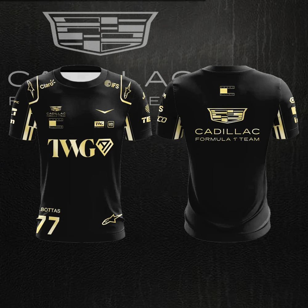 2026 New Cadillac Racing Team Outdoor Extreme Sports Fast Drying Breathable Round Neck T-shirt for Men Oversized Short Sleeve