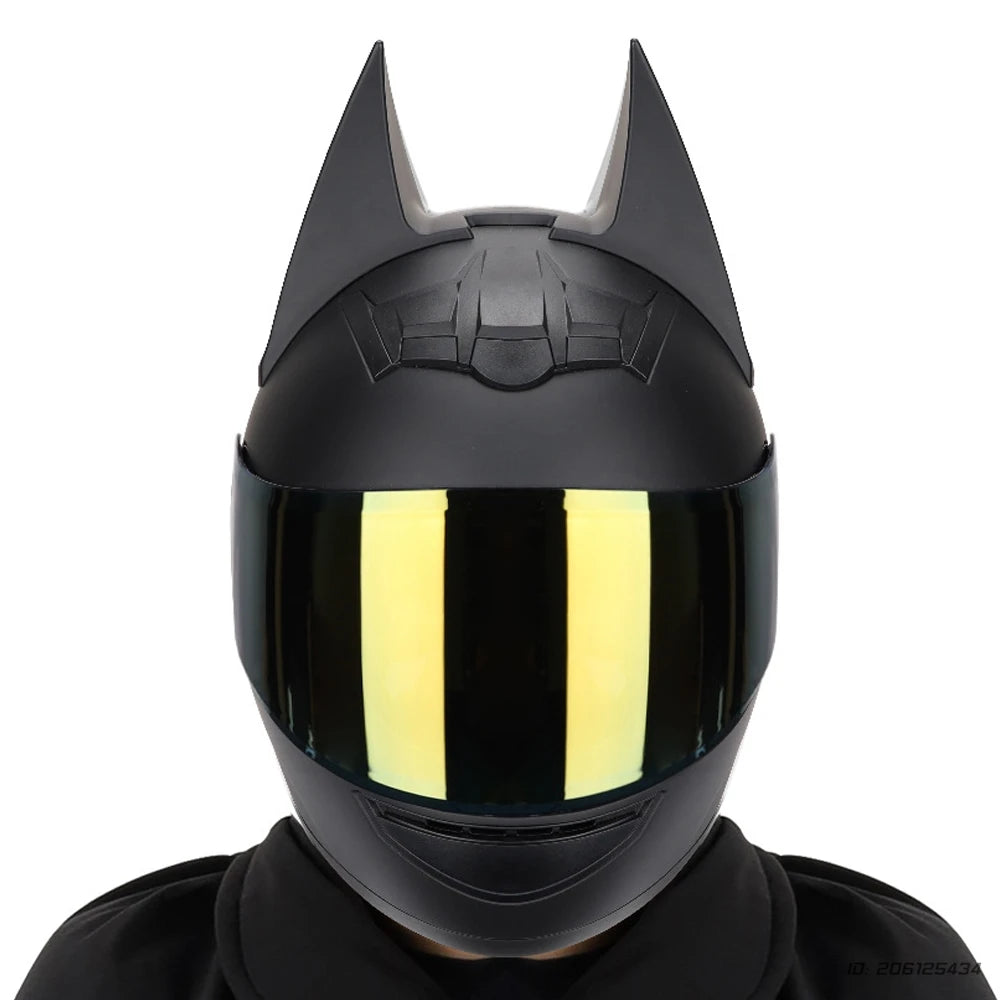 Motorcycle Helmet Bat Ears Full Face Detachable Horns Motorcross Racing Helmet MotorBike Moto DOT Approved Safety Moto Helmets