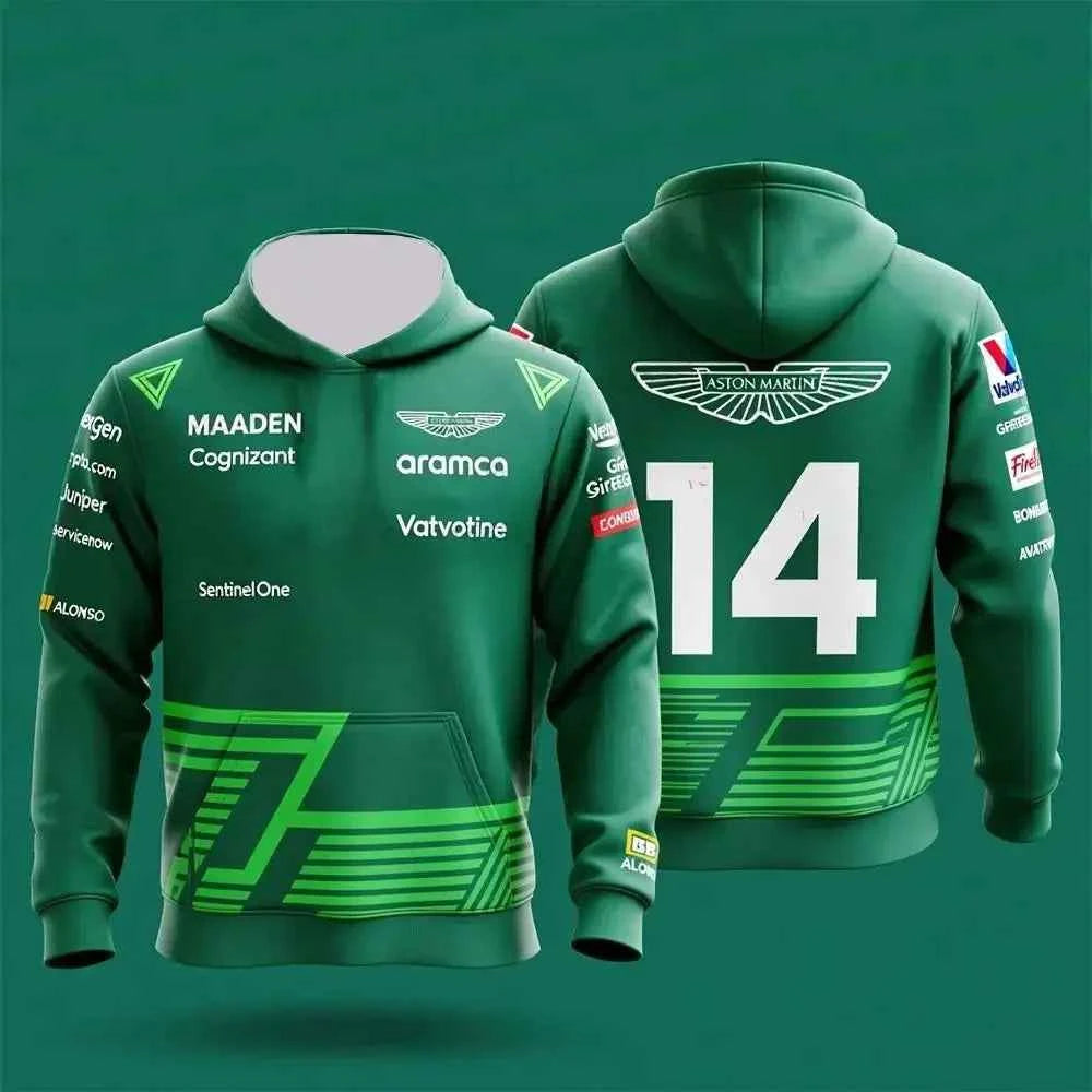 Aston Martin Fernando Alonso 14 Long Sleeve Hoodie – Quick Drying, Breathable Racing Gear