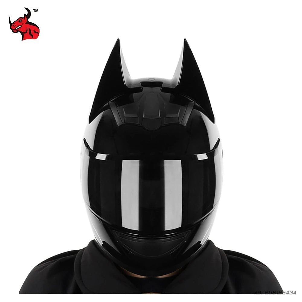 Motorcycle Helmet Bat Ears Full Face Detachable Horns Motorcross Racing Helmet MotorBike Moto DOT Approved Safety Moto Helmets
