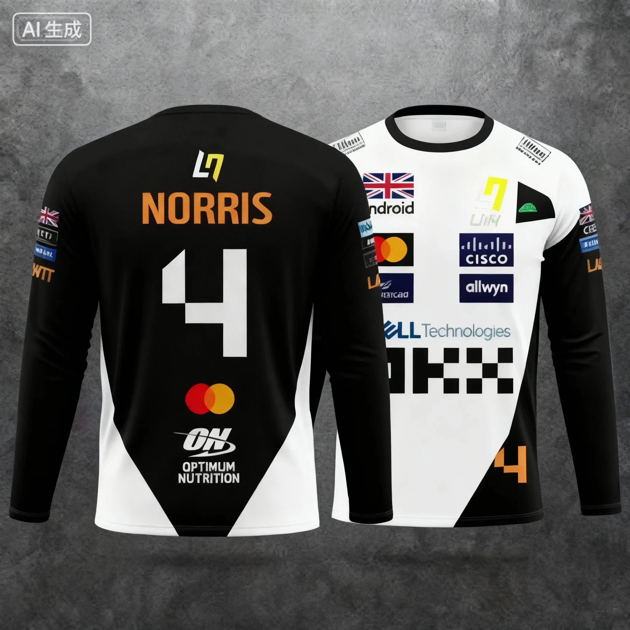 2025 New Lando Norris No.4 Racing Style Long-Sleeve T-Shirt - Extreme Sport Racing Suit, Breathable Athletic Wear for Motorsport