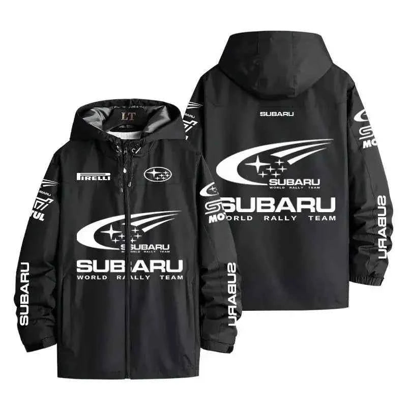 For Subaru Emblems F1 Racing Suit Jacket Fashion Hooded Zippers Coats Motorcycle Outdoor Riding Windbreakers  High Quality