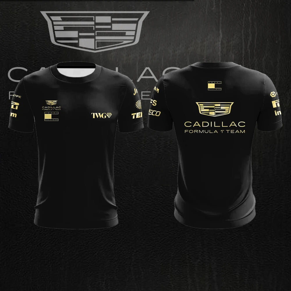 2026 New Cadillac Racing Team Outdoor Extreme Sports Fast Drying Breathable Round Neck T-shirt for Men Oversized Short Sleeve